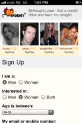 Screenshot of the iPhone Porn App -  Be Naughty App